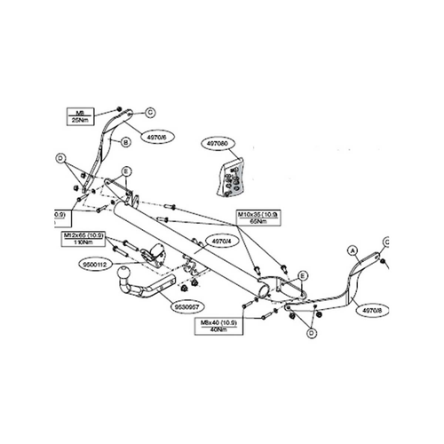 Westfalia Gancio Traino Fisso per Peugeot 308 Hatchback, 09/13-06/21, 308 SW, 5/14-02/18, Citroen C4 Picasso/Space Tourer, 06/13-10/20, C4 Grand Picasso + Space Tourer, da 0/13