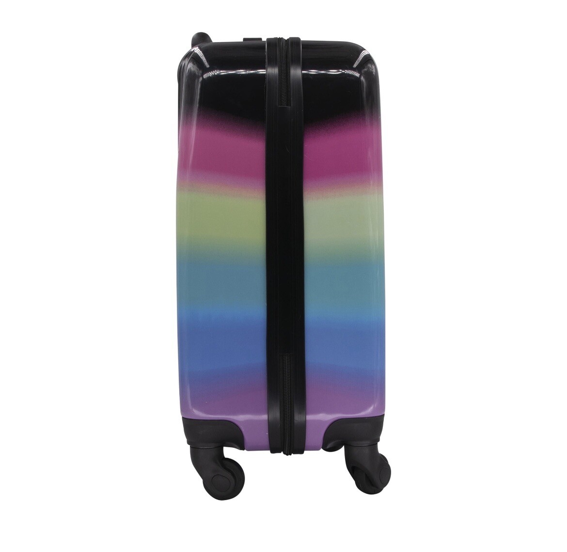 Justice Girl's 22" Hard Shell Carry-On Luggage Ombre Black And Rainbow Print New