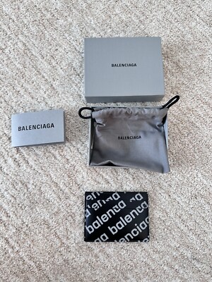【BALENCIAGA】 Printed leather card holder Balenciaga - Logo-Print Embossed Full-Grain Leather