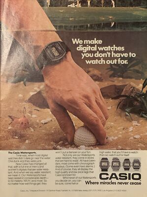 1982 Casio Watersport Watch PRINT AD Golf Course Ball Water Hazard
