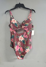 Shade Shore 1 pc Mauve Floral Swimsuit, 32DD, 32DDD, 38B NWT FREE SHIP