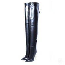 US10.5 Women Stilettos Pointy Toe Zip Over Knee High Thigh Boots Shoes Clubwear