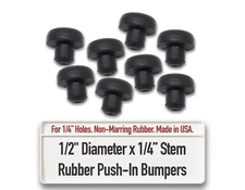 Rubber Push In Bumper Feet • 1/2" OD, 7/32" High, for 1/4" Holes • Sold in Packs