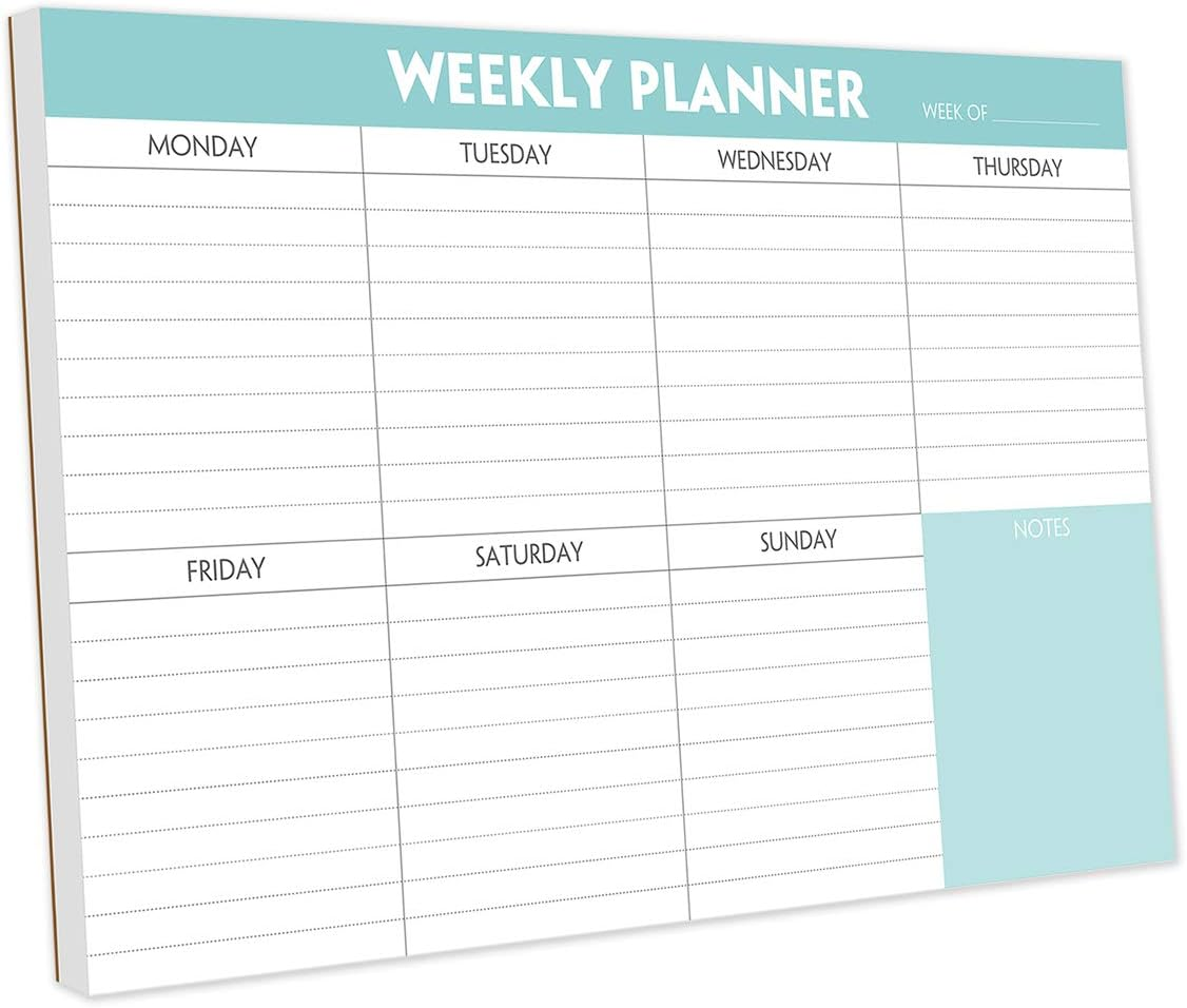 Weekly Planner Notepad - Tear off Planning Pad with Daily Schedule & Calendar, 5