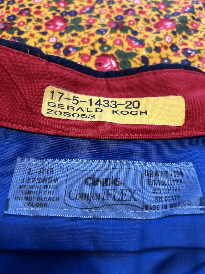 Men's Large NAPA Auto Parts Employee Button Down Cotton Shirt Blue Made