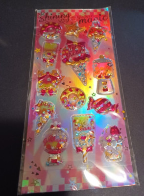 Shining Magic Super Cute Imported Pink Sparkle Shaker Stickers Pack Sweet Treats