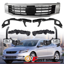 For Honda Accord 2008-2010 Front Bumper Upper Grille Fog Light Kit Bracket 7pcs