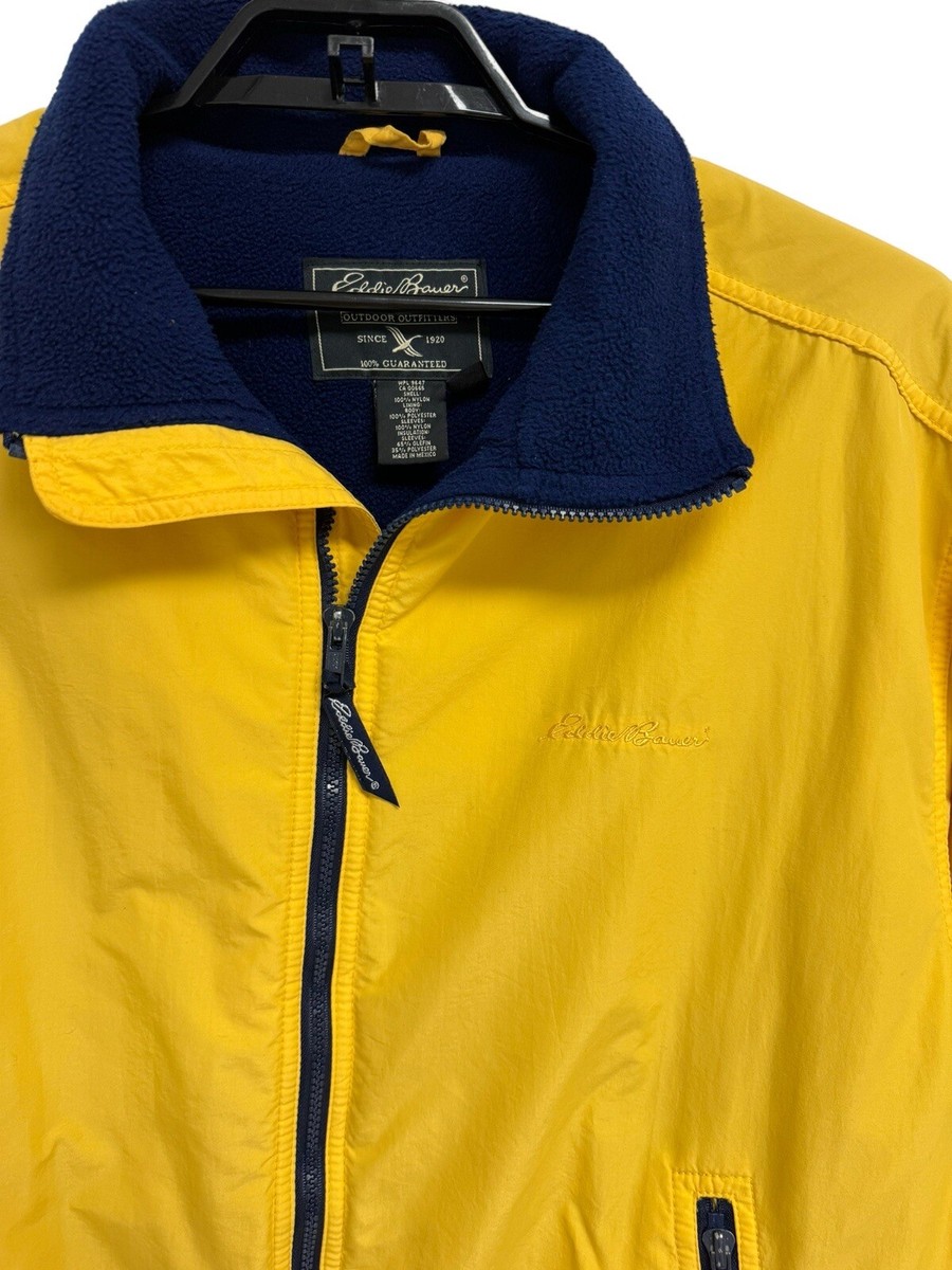 Eddie Bauer Men's Bright Yellow Fleece Lined Zip Collared Winter