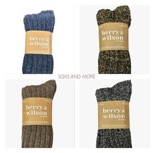 * 2 PAIRS * MENS BERRY & WILSON CHUNKY WOOL BOOT SOCKS * SIZE UK 6-11 • EU 40-45