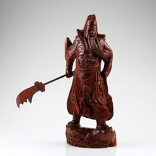 Holzskulptur Guan Yu, Holzfigur Guan Gong Holzschnitzerei Guanyu Holzkunst China
