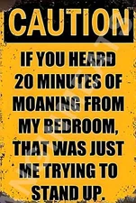 Caution If You Hear 20 Minutes Of Moaning Funny 8" x 12" Aluminum Metal Sign