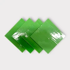 4 Pack Olive Green/Blue Prisma COE 96 Fusible Glass Sheets / Mosaic Squares