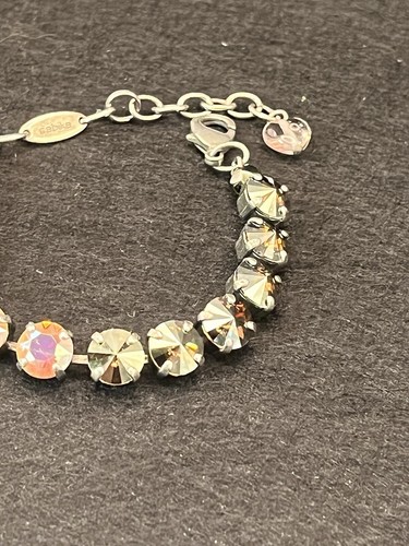 A Stunning Vintage Sabika Silver Tone MCM 9” Bracelet Iridescent Stones - Picture 3 of 10