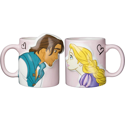 Disney Rapunzel & Flynn Kiss Pair Mug Cup 2 Piece Set Tangled