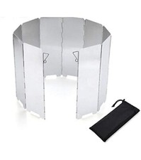 Folding Stove Windscreen - 10 Panels Wind Shield Aluminium Alloy Windshield Camp