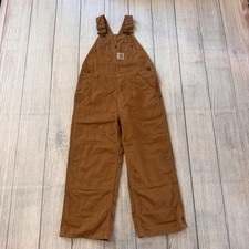 Carhartt Kids Brown Duck Canvas Bib Overalls Size 5 Carpenter Workwear Unisex