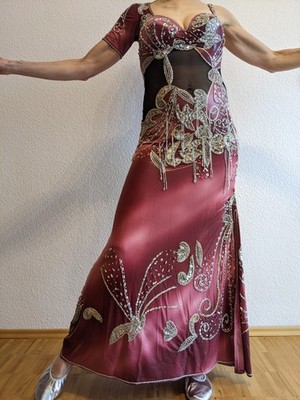 Bauchtanz Orientalisches Kleid Belly Dance bordeaux rosa Gr. 38, BH 80B handmade