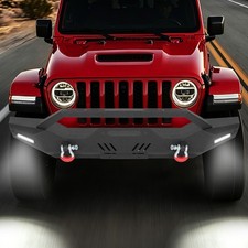 Front Bumper For 2007-2026 Jeep Wrangler Jkjl W D-ring Led Lighs Winch Plate