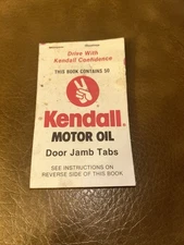 VINTAGE KENDALL MOTOR OIL DOOR JAMB TABS BOOK OF 50 White/Red Gas / Oil