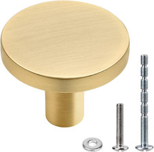 WEAVERBIRD 4PCS Brushed Gold Cabinet Knobs - round Dresser Drawer Knobs & Kitche
