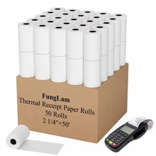2 1/4"x50' Thermal Paper, Receipt Paper, POS Cash Register Papers, 2 1/4"x50'...