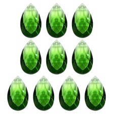K9 Crystal Pendants Teardrop Beads, 10 Pack 38mm Chandelier Prisms DIY Green