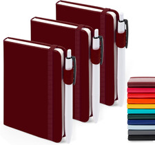 3 Pack Pocket Notebook Journals with 3 Black Pens, A6 Mini Cute Small Journal No