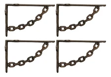 4 Cast Iron Rustic Chain Brackets Braces Bookshelf Brackets