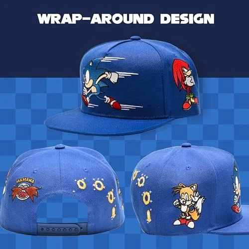 Gorra Sonic the Hedgehog ala plana bordado logotipo ajustable concepto uno Foto 3 de 4