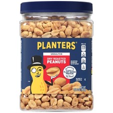 Planters Unsalted Dry Roasted Peanuts 35 Oz Healthy Snack Canister