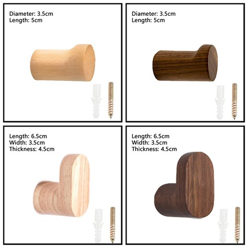 1pcs Wood Hat & Coat Hooks Door Wall Closet Garment Peg Robe Dress Hanger - Picture 3 of 16