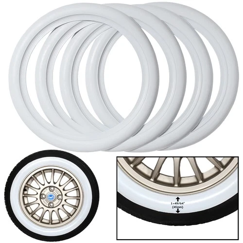 White Band Port a wall Topper Tire insert trim set 4 Fits 13" steel Wheels