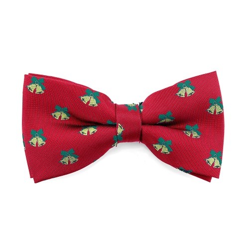 Red Christmas Bow Tie with Bells Ready Pre Tied Bow Ties for Men
