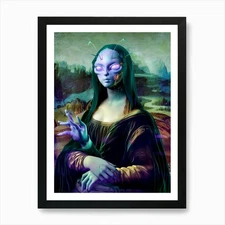 Alien Mona Lisa 2 Art Print Framed Wall Art Poster Canvas Print Picture