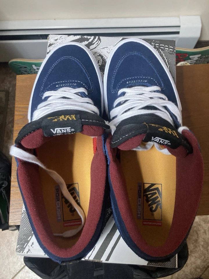 Vans Half Cab Hombre Monopatín Talla 11.5, Nuevo, Azul, Blanco, Rojo/Amarillo Borde Foto 4 de 4