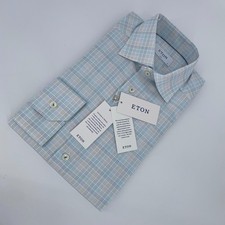 Eton Dress Shirt Mens S 15 - 38 Multi Plaid Signature Twill Slim Fit Button Up