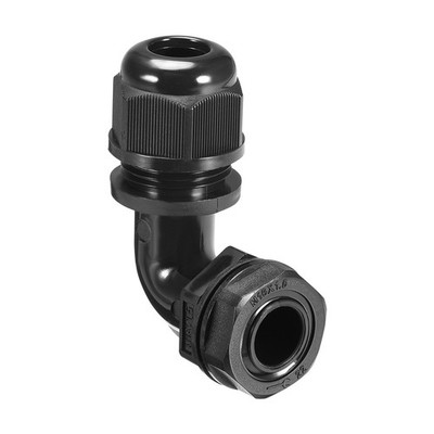 M16 Cable Gland , 90 Degree Waterproof Nylon Joint for 6mm-10mm Dia Cable Wire