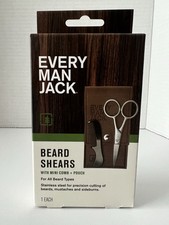 Every Man Jack Beard Shears with Mini Comb Pouch