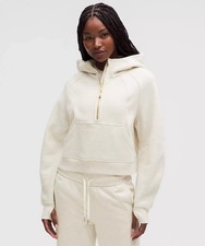 Lululemon Scuba Oversized Half-Zip Cropped Hoodie Heathered Bone/Gold XL/XXL NWT
