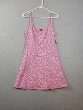 NWT Old Navy Linen Blend Pink Floral Sleeveless Smocked Cami Mini Dress Womens M