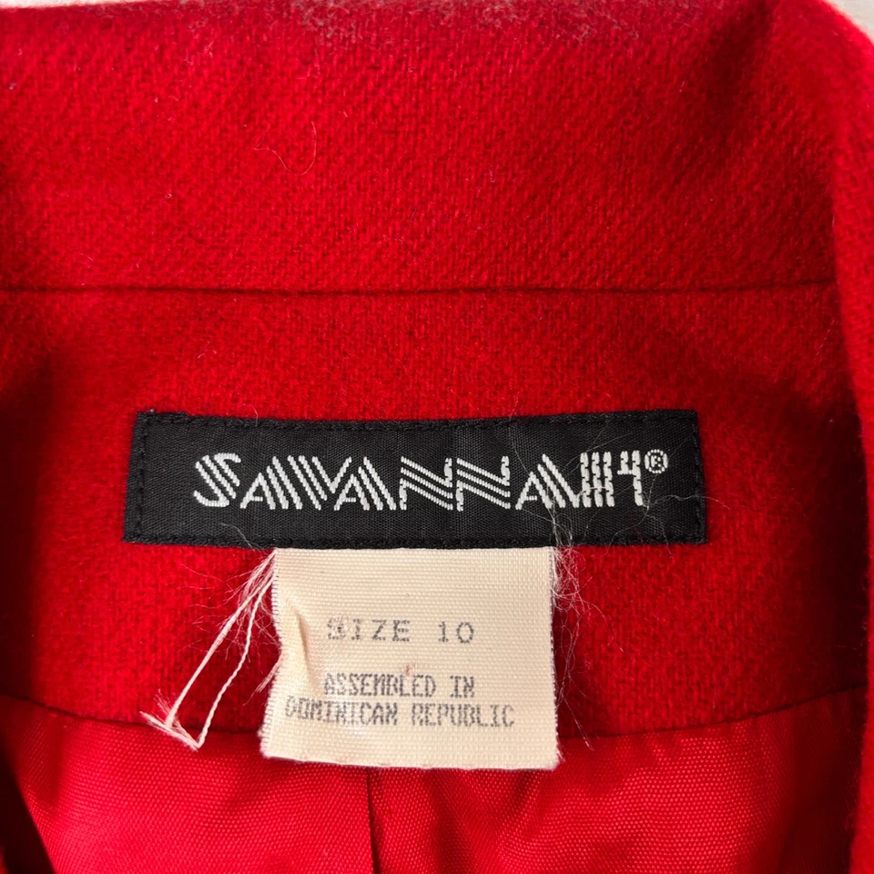 Savannah Women’s Red Wool Jacket Size 10 100% Pure New Wool Classic Blazer - Image 4 of 4