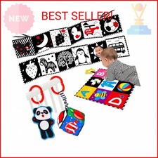 4 PCS Black and White High Contrast Baby Toys 0-3-6 Months Newborn Essential Toy