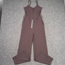 Vuori Chocolate Brown Sleeveless Pose Henley Jumpsuit Women's Size Small