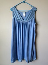 Vanity Fair Light Blue Sleeveless Chemise Size Large Vintage Style Nightgown