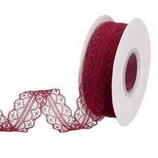 Cinta encaje flecos 25yd 1.2" ancho vintage borgoña