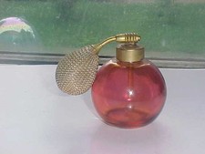 Vintage Red Glass Perfume Atomizer Gold Tone ...