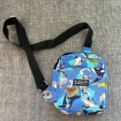 SAX Snoopy Peanuts Blue Ocean Animal Print Kids Crossbody Bag Adjustable Strap