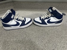 Size 6 GS - Nike Court Borough 2 Mid White Signal Blue