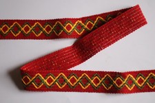 2 m Borte, Indianer, buntgewebt, rot-gelb-grün, Br: ca. 34 mm, Mat: 100 BW