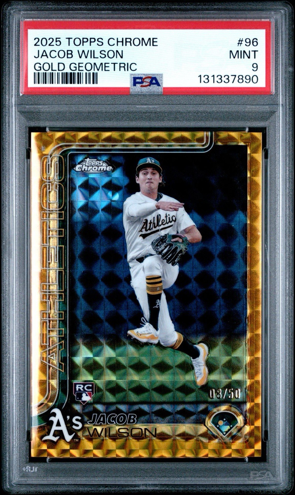 2025 TOPPS CHROME GOLD GEOMETRIC #96 JACOB WILSON 08/50 PSA 9